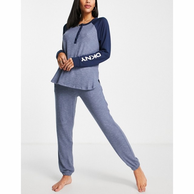 ダナ キャラン ニューヨーク DKNY レディース パジャマ・上下セット インナー・下着 Lounge Brushed Top And Jogger Set In Heather Blue