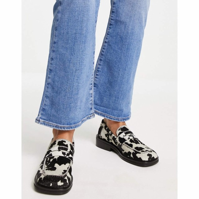 エイソス ASOS DESIGN レディース ローファー・オックスフォード シューズ・靴 Monthly Leather Loafers In Cow Pony