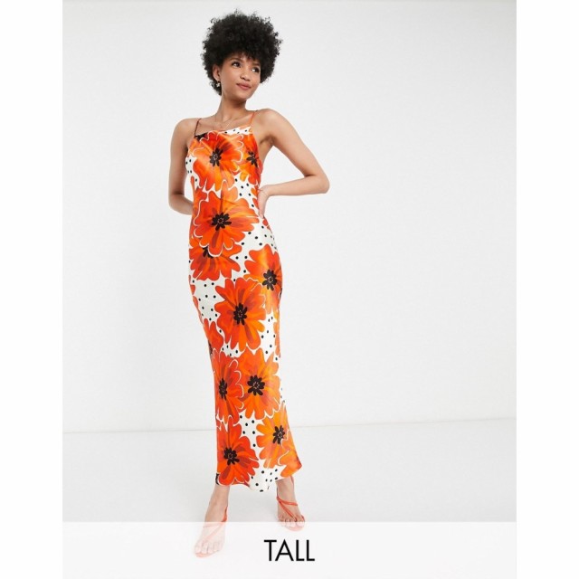 トップショップ Topshop Tall レディース ワンピース スリップドレス ミドル丈 ワンピース・ドレス Poppy Spot Floral Midi Slip Dress I