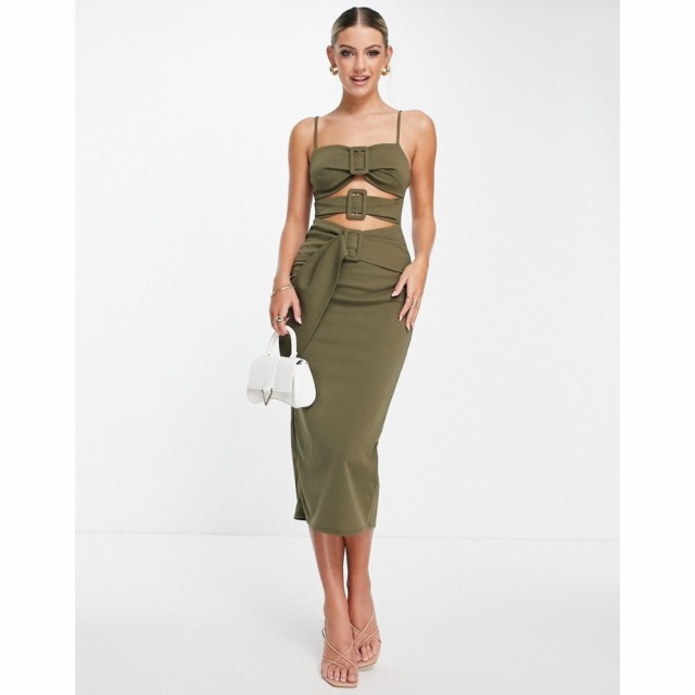 エイソス ASOS DESIGN レディース ワンピース キャミワンピ ワンピース・ドレス Triple Belt Cami Midi Dress In Khaki カーキ