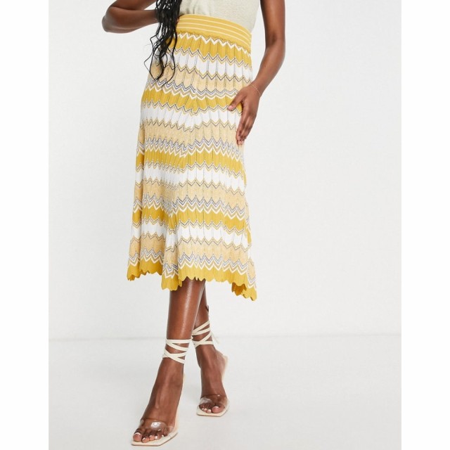 モーガン レーン Morgan レディース ひざ丈スカート スカート Knitted Midi Skirt In Yellow イエロー