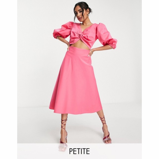 コレクティブザラベル Collective The Label Petite レディース ワンピース ミドル丈 Twist Front Cut Out Back Midi Dress In Bright Pi