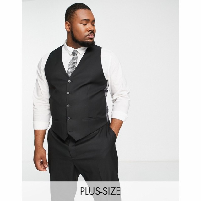 リバーアイランド River Island メンズ ベスト・ジレ 大きいサイズ スーツ トップス Big and Tall Skinny Suit Waistcoat In Black ブラ