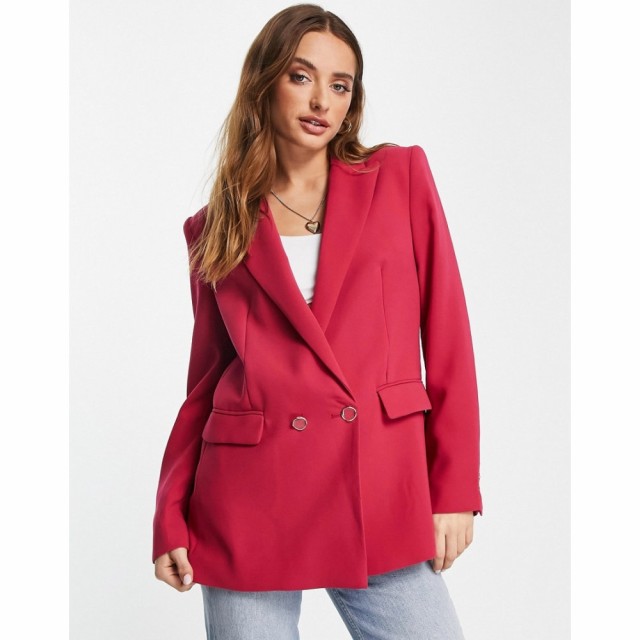 マンゴ Mango レディース スーツ・ジャケット アウター Double Button Oversized Blazer Co-Od In Rosey Red ピンク