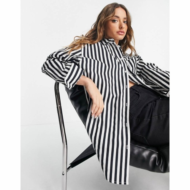 ワイ エー エス Y.A.S レディース ブラウス・シャツ トップス Oversized Shirt In Mono Stripe ブラックストライプ