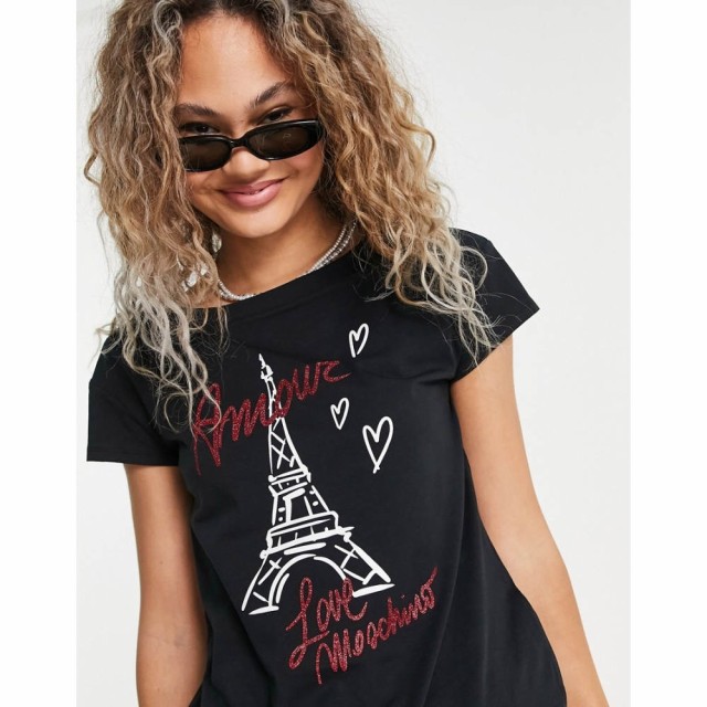 モスキーノ Love Moschino レディース Tシャツ トップス Paris Graphic T-Shirt In Black ブラック