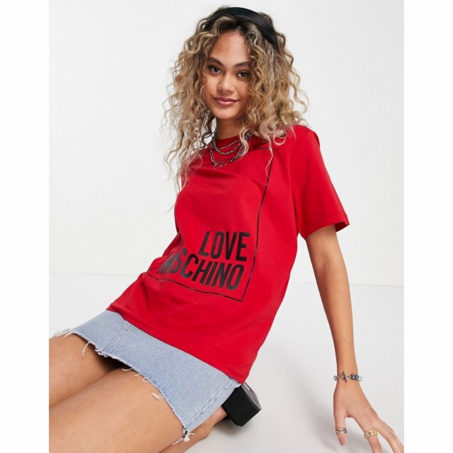 モスキーノ Love Moschino レディース Tシャツ ボックスロゴ トップス Box Logo Classic T-Shirt In Red レッド