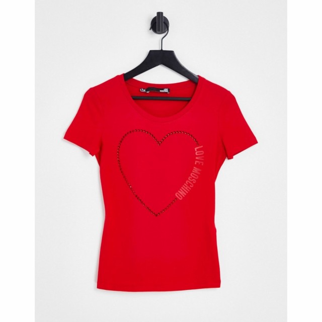 モスキーノ Love Moschino レディース Tシャツ トップス Heart Logo T-Shirt In Red レッド