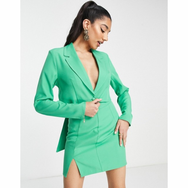 セイントジーニーズ Saint Genies レディース スーツ・ジャケット アウター Cropped Blazer Co-Ord With Bow Back In Green グリーン