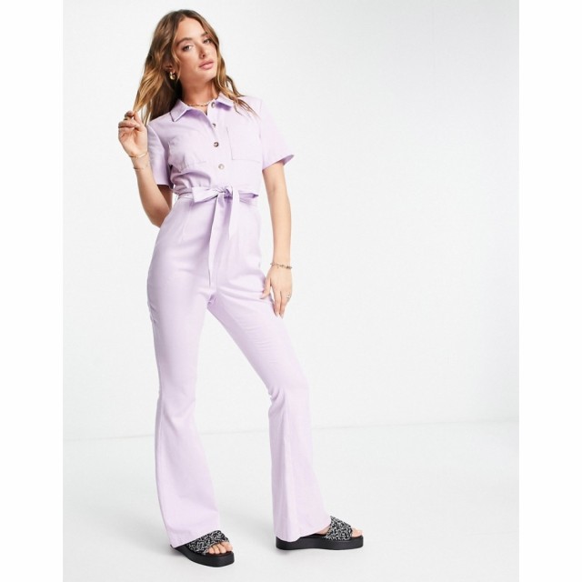 エイソス ASOS DESIGN レディース オールインワン ツナギ ワンピース・ドレス Twill 70S Kickflare Boilersuit In Lilac ライラック