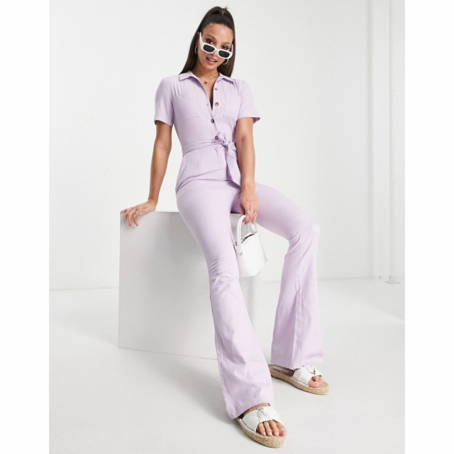 エイソス ASOS DESIGN レディース オールインワン ツナギ ワンピース・ドレス Tall Twill 70S Kickflare Boiler Suit In Lilac ライラッ