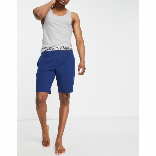 カルバンクライン Calvin Klein メンズ パジャマ・ボトムのみ インナー・下着 Contrast Waistband Sleep Short In Blue Co-Ord ブルー