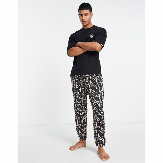 カルバンクライン Calvin Klein メンズ パジャマ・上下セット インナー・下着 Ck1 All Over Print Lounge Joggers And T-Shirt Set In Bl