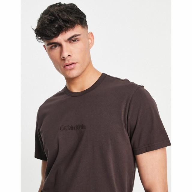 カルバンクライン Calvin Klein メンズ Tシャツ トップス Tonal Logo Lounge T-Shirt In Brown ブラウン