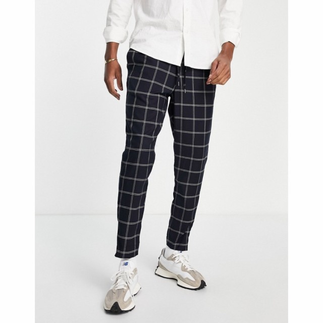 ジャック アンド ジョーンズ Jack and Jones メンズ ボトムス・パンツ Intelligence Tapered Smart Trouser In Navy Check ダークネイビ