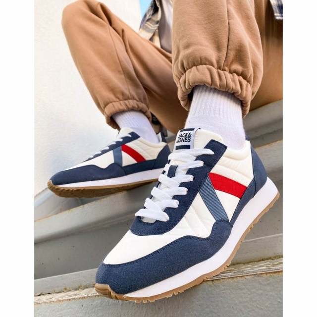 ジャック アンド ジョーンズ Jack and Jones メンズ スニーカー シューズ・靴 Retro Trainers In Blue And White