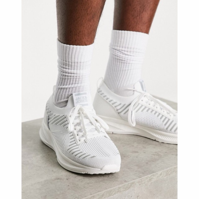 ジャック アンド ジョーンズ Jack and Jones メンズ スニーカー シューズ・靴 Knitted Trainer In White ホワイト