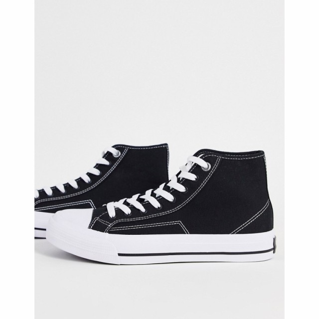 ジャック アンド ジョーンズ Jack and Jones メンズ スニーカー シューズ・靴 Canvas High Top Trainer In Black チャコールグレー