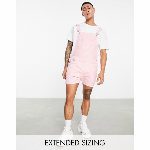 エイソス ASOS DESIGN メンズ オーバーオール ボトムス・パンツ Short Dungaree In Pink In Shorter Length ピンク