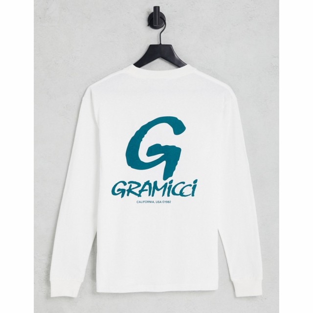 グラミチ Gramicci メンズ 長袖Tシャツ トップス G-Logo Back Print Long Sleeve Top In White ホワイト