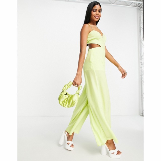 ミス セルフリッジ Miss Selfridge レディース オールインワン ジャンプスーツ ワンピース・ドレス Linen Look Cut Out Jumpsuit In Lime