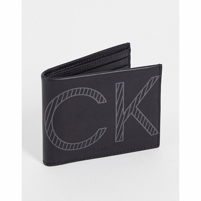 カルバンクライン Calvin Klein メンズ 財布 Large Icon Logo Wallet In Black