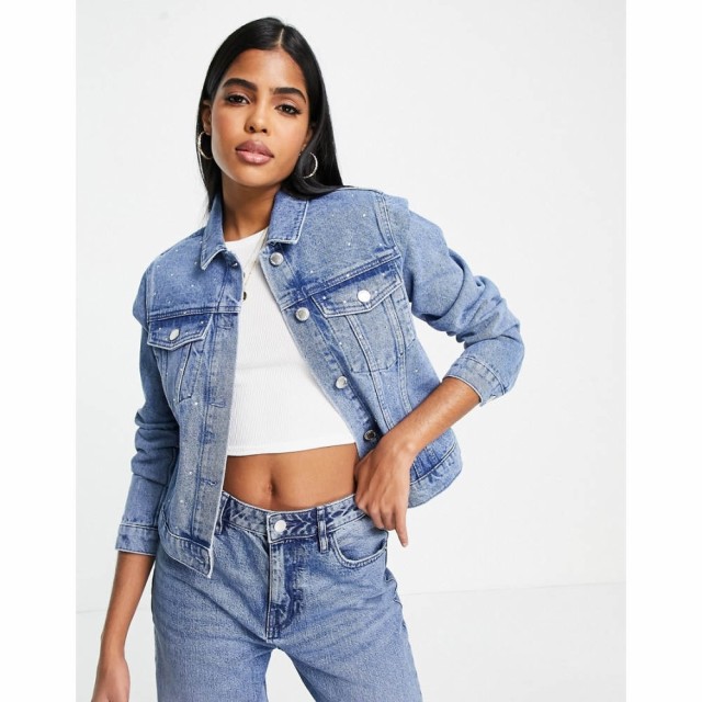 ミス セルフリッジ Miss Selfridge レディース ジャケット デニムジャケット アウター Jewel Denim Jacket In Mid Wash Blue ウォッシュ