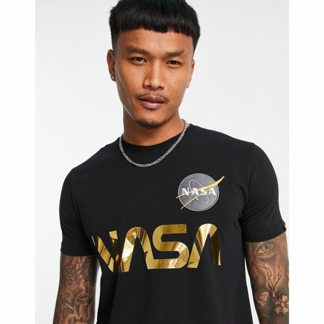 アルファ インダストリーズ Alpha Industries メンズ Tシャツ トップス Nasa Reflective Logo T-Shirt In Black ブラック