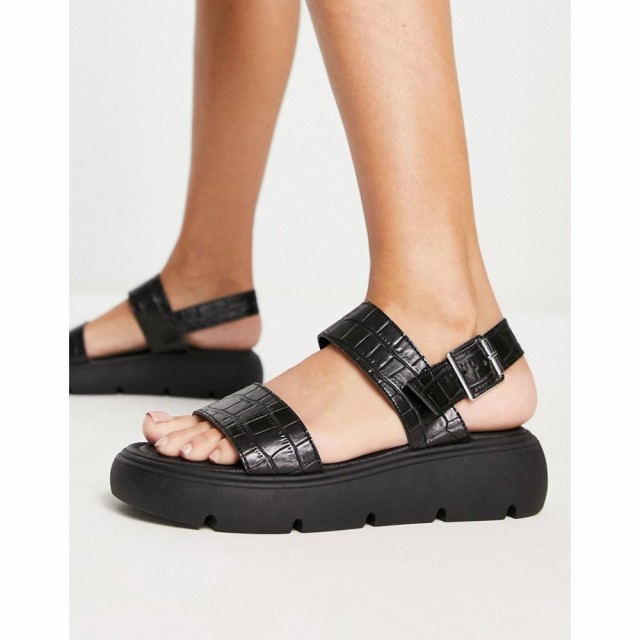 トップショップ Topshop レディース サンダル・ミュール シューズ・靴 Perrie Chunky Two Part Sandal In Black ブラック