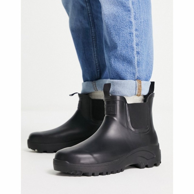 リバーアイランド River Island メンズ レインシューズ・長靴 シューズ・靴 Low Moulded Welly Boot In Black ブラック