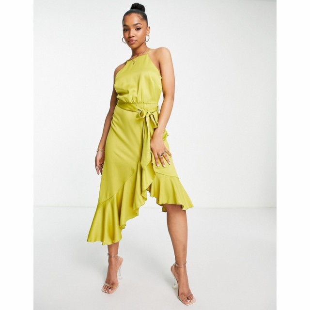 スタイルチート Style Cheat レディース ワンピース ラップドレス ミドル丈 ワンピース・ドレス Halter Wrap Midi Dress In Lime Green