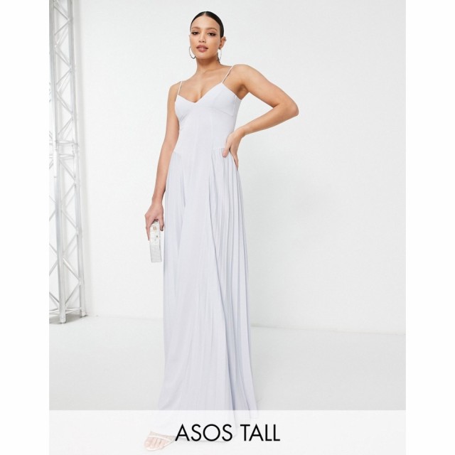 エイソス ASOS Tall レディース ワンピース キャミワンピ ワンピース・ドレス Tall Recycled Polyester Cami Side Panel Pleated Maxi Dr