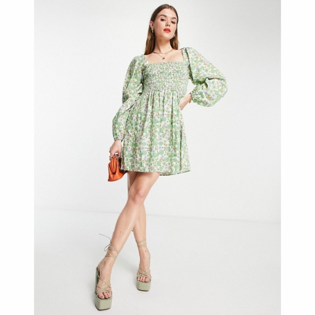 エンヴィ Envii レディース ワンピース ワンピース・ドレス Organic Cotton Balloon Sleeve Smock Dress In Spring Floral