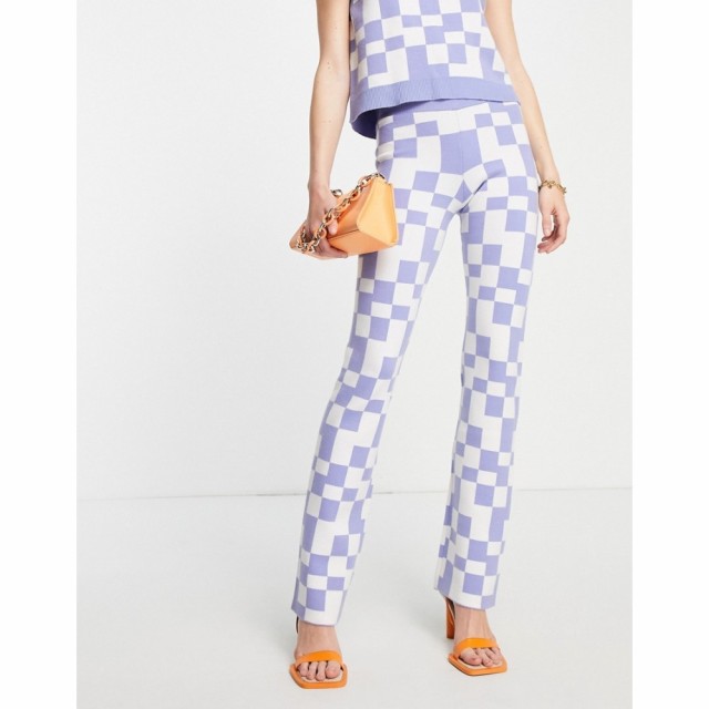 エンヴィ Envii レディース ボトムス・パンツ High Waisted Flares In Blue Retro Check Co-Ord