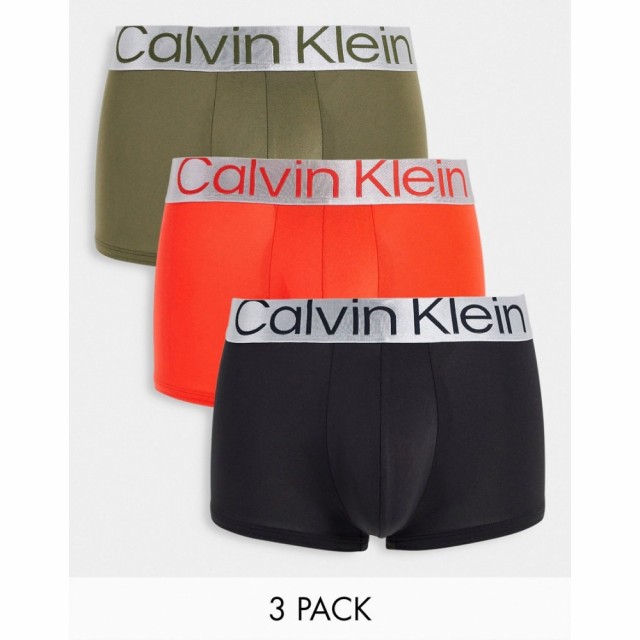 カルバンクライン Calvin Klein メンズ ボクサーパンツ インナー・下着 Steel 3 Pack Micro Low Rise Trunks In Orange/Green/Black