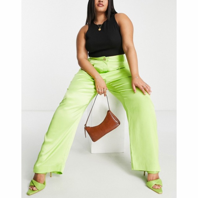 リバーアイランド River Island Plus レディース ボトムス・パンツ Satin Tailored Trouser Co-Ord In Lime ライム