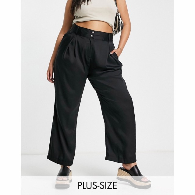 リバーアイランド River Island Plus レディース ボトムス・パンツ Pleated Wide Leg Trouser In Black ブラック