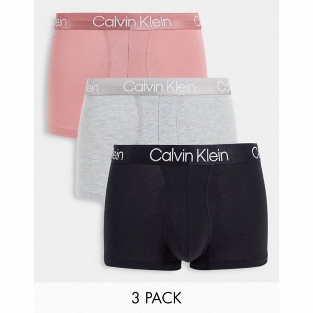 カルバンクライン Calvin Klein メンズ ボクサーパンツ インナー・下着 Modern Structure 3 Pack Cotton Trunks In Pink/Grey/Black