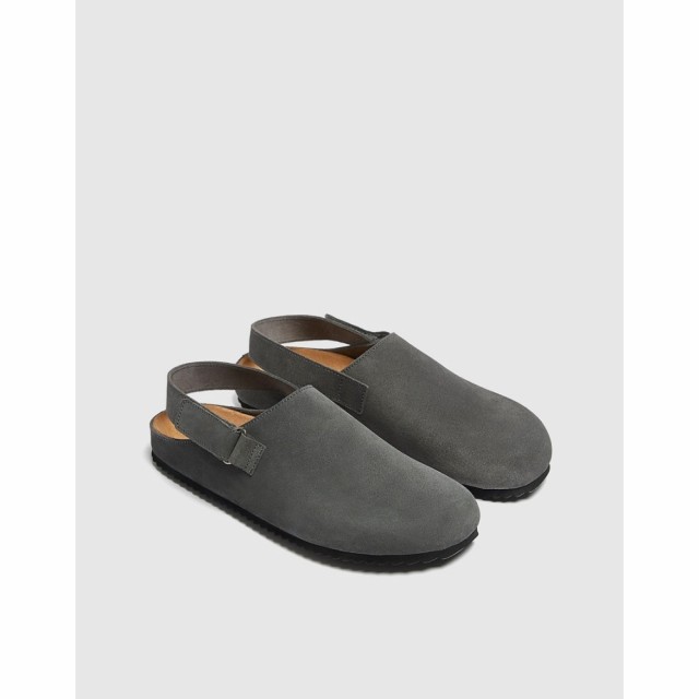 プルandベアー PullandBear メンズ クロッグ シューズ・靴 Slip On Clog In Grey Faux Suede ブラック