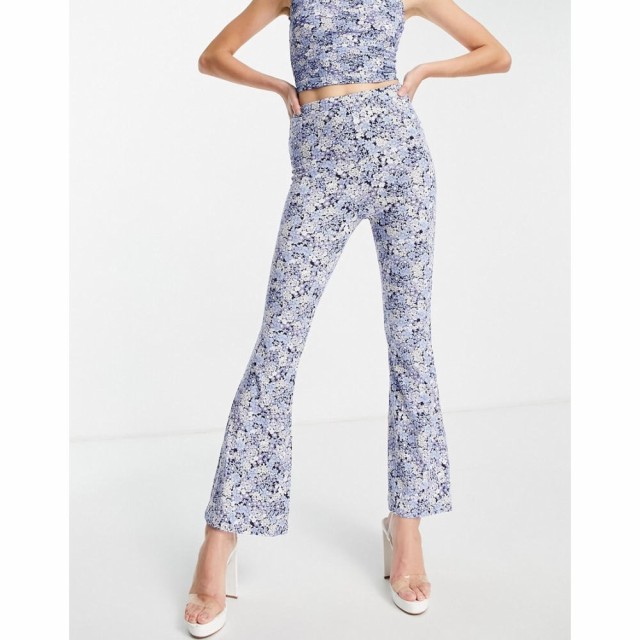 エディテッド Edited レディース ボトムス・パンツ Ribbed Flares In Blue Vintage Floral Co-Ord ブルーフローラル