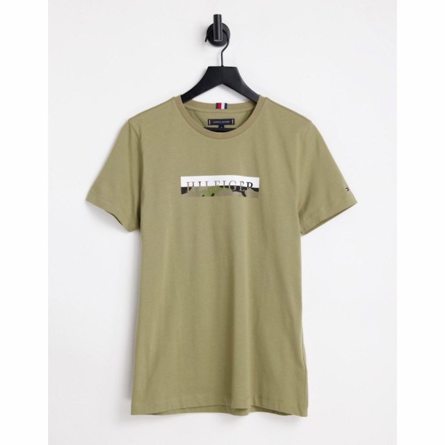 トミー ヒルフィガー Tommy Hilfiger メンズ Tシャツ ボックスロゴ トップス Camo Box Logo T-Shirt In Khaki カーキ