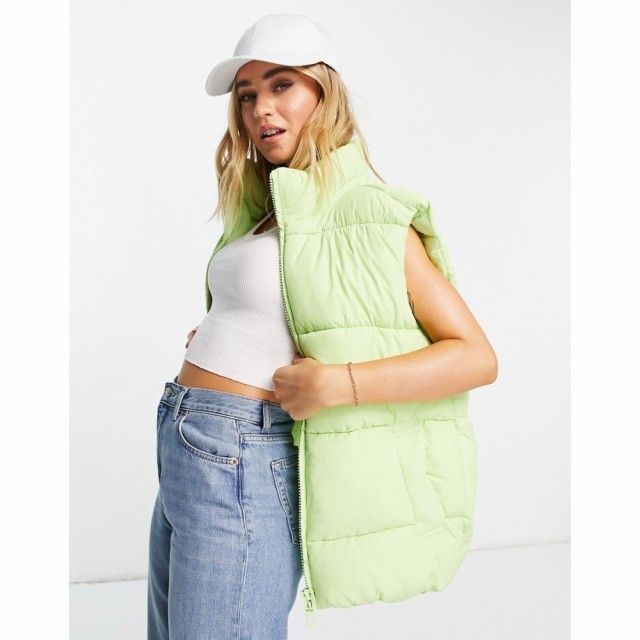 モンキ Monki レディース ベスト・ジレ トップス Padded Sleeveless Jacket In Green グリーン