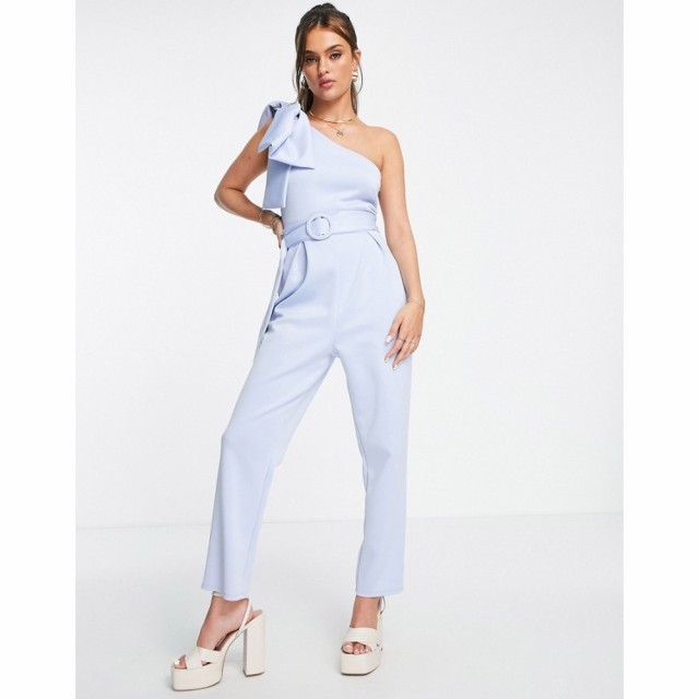 エイソス ASOS DESIGN レディース オールインワン ジャンプスーツ ワンピース・ドレス Scuba Bow One Shoulder Belted Jumpsuit In Paste