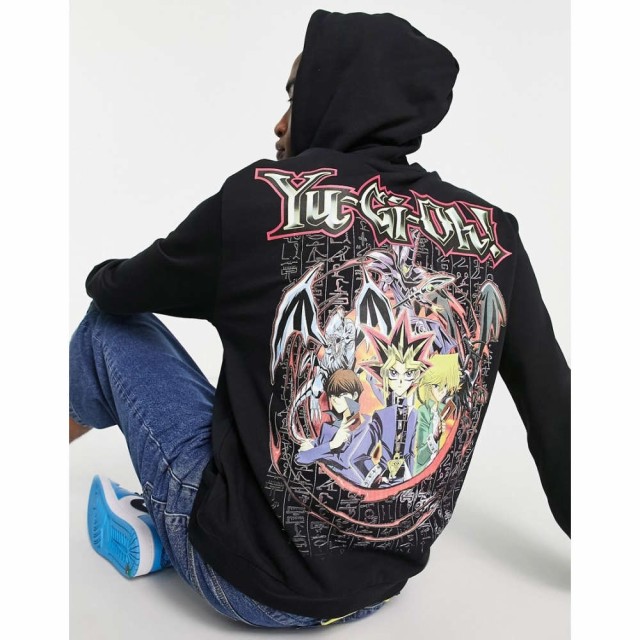 エイソス ASOS DESIGN メンズ パーカー トップス Hoodie With Yu Gi Oh Prints In Black ブラック