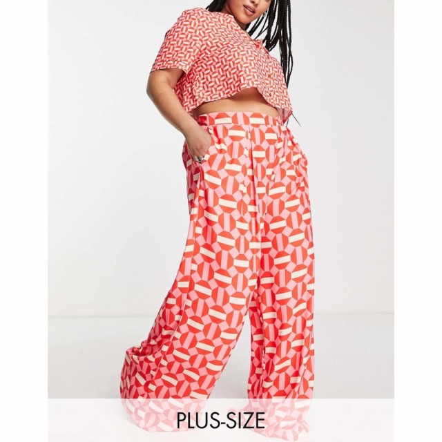 ツイステッド ヴンダー プラス Twisted Wunder Plus レディース ボトムス・パンツ Wide Leg Trousers In Pink Geo Print Co-Ord