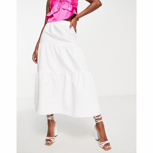 コレクティブザラベル Collective The Label レディース ひざ丈スカート スカート Drop Hem Midi Skirt Co-Ord In White ホワイト