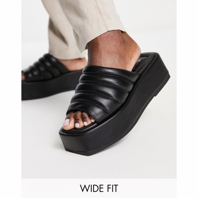 シンプリー ビー Simply Be Wide Fit レディース サンダル・ミュール 厚底 シューズ・靴 Quilted Flatform Sandals In Black ブラック