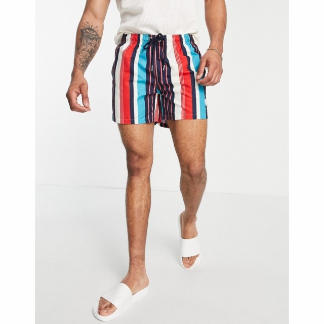 ガント Gant メンズ 海パン 水着・ビーチウェア Badge Logo Stripe Print Swim Shorts In Blue ブルー