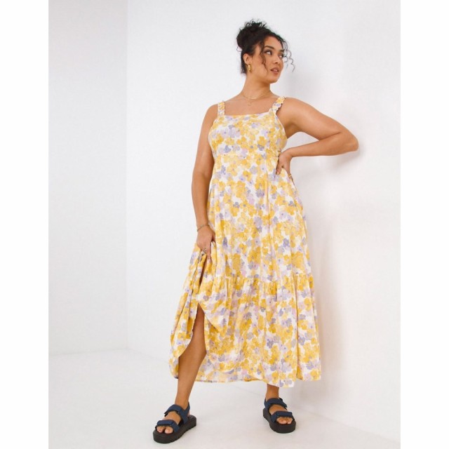 シンプリー ビー Simply Be レディース ワンピース サンドレス ワンピース・ドレス Tiered Sundress In Yellow Floral マルチカラー