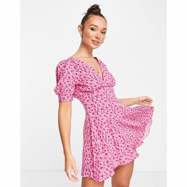 トップショップ Topshop レディース ワンピース ミニ丈 ワンピース・ドレス Micro Rose Mini Tea Dress In Pink ピンク